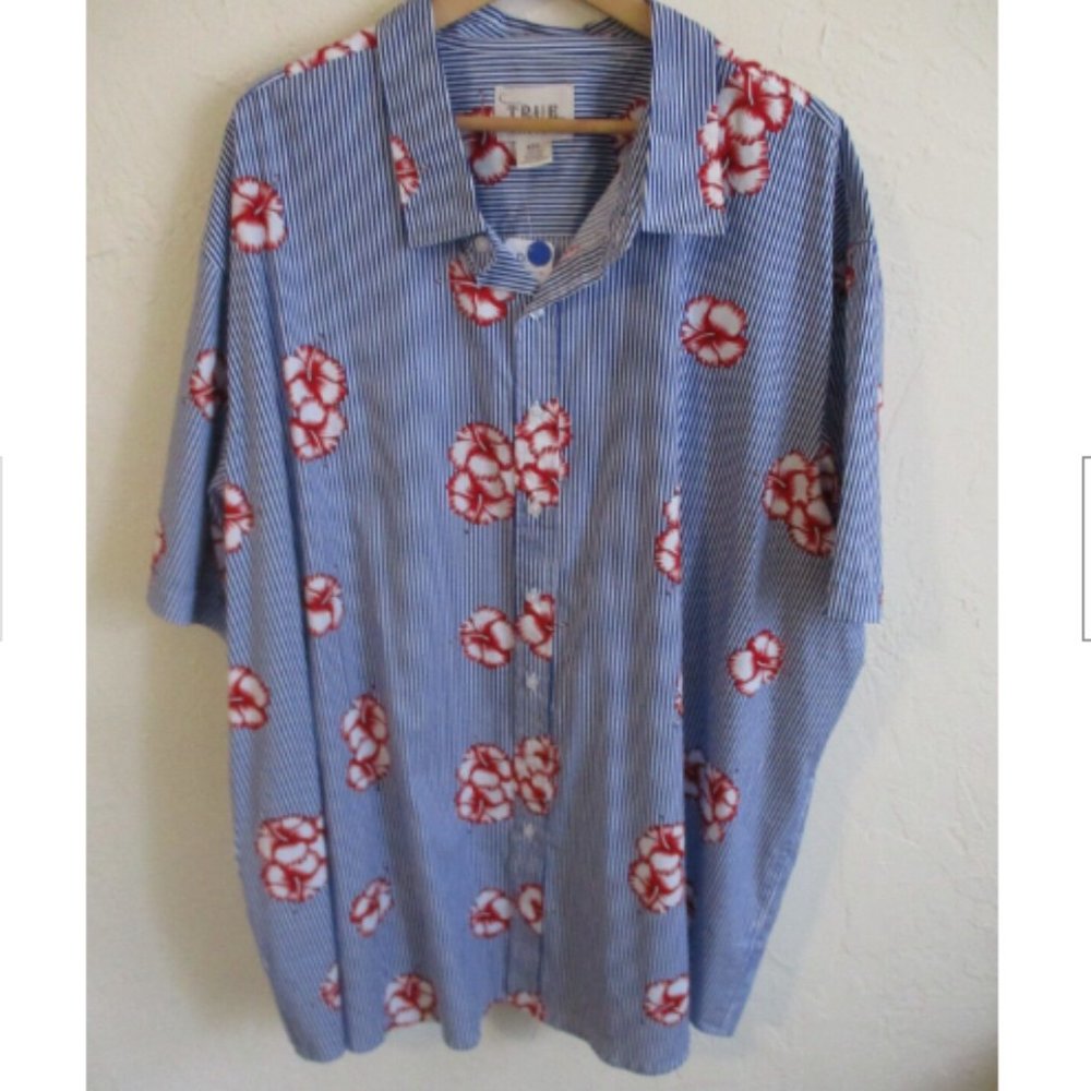 True Nation Floral On Stripe Casual Shirt Size 4XL NWT